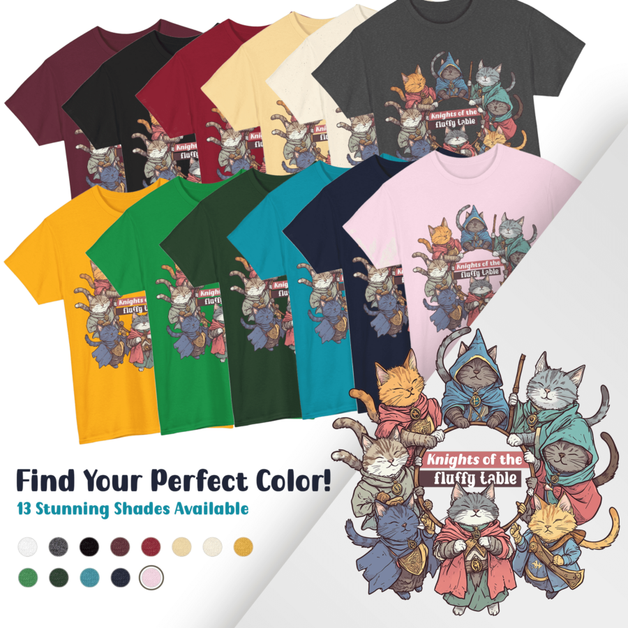 Knights of the Fluffy Table - Funny Medieval Cat T-Shirt - Image 2