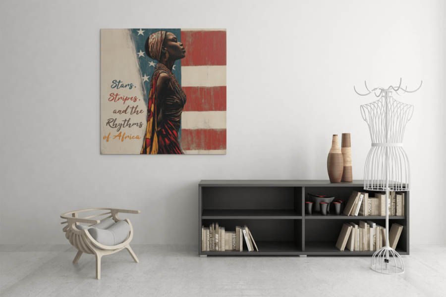 African Canvas Wall Art – Stars, Stripes & Rhythms of Africa - Image 2