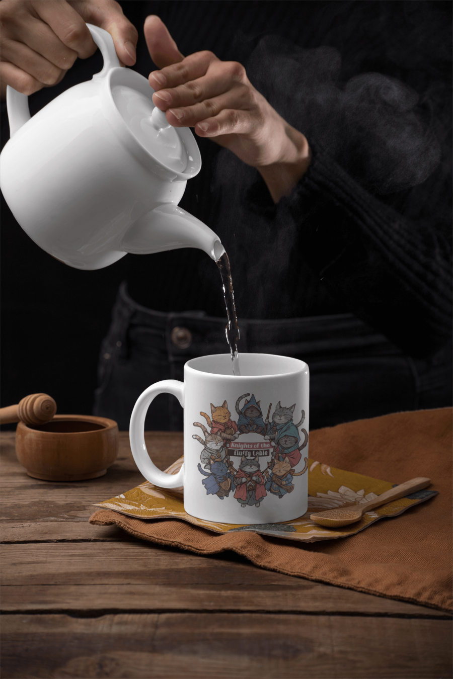 Funny Medieval Cat Mug – Knights of the Fluffy Table Gift - Image 2