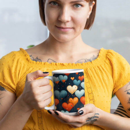Romantic Heart Pattern Mug – Valentine's Day & Anniversary Gift