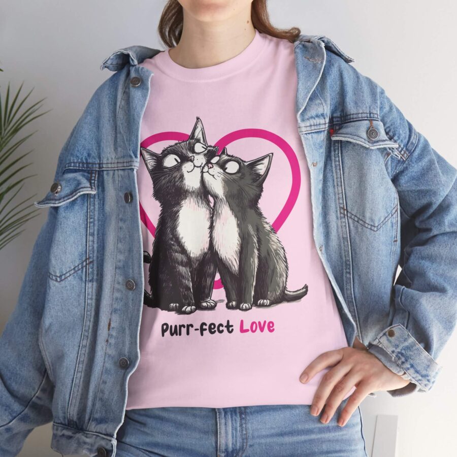 Purr-fect Love Cat T-Shirt – Cute Romantic Gift for Cat Lovers - Image 4