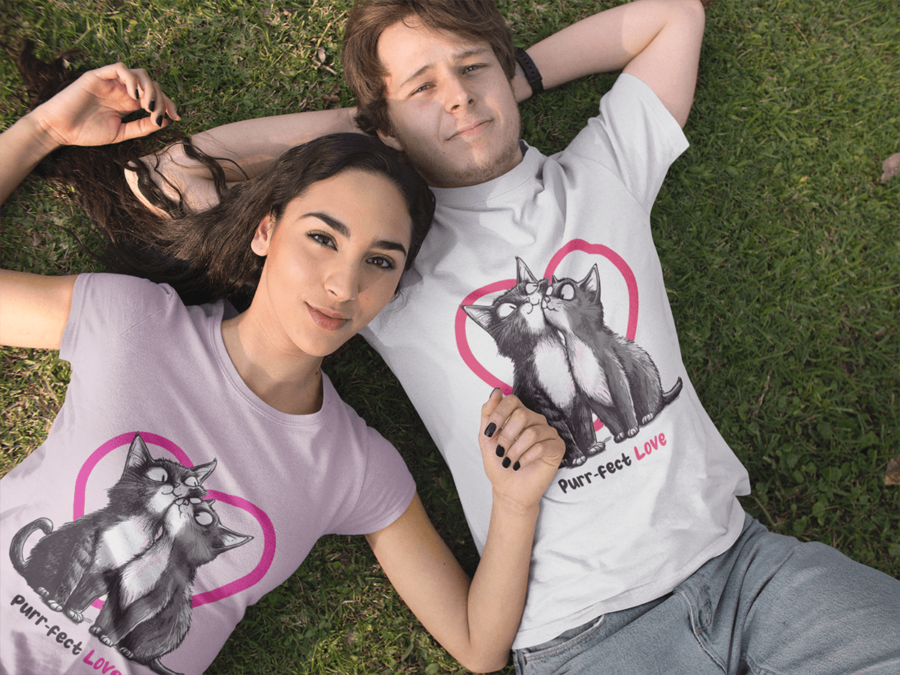 Purr-fect Love Cat T-Shirt – Cute Romantic Gift for Cat Lovers - Image 2