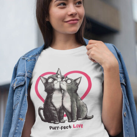 Purr-fect Love Cat T-Shirt – Cute Romantic Gift for Cat Lovers