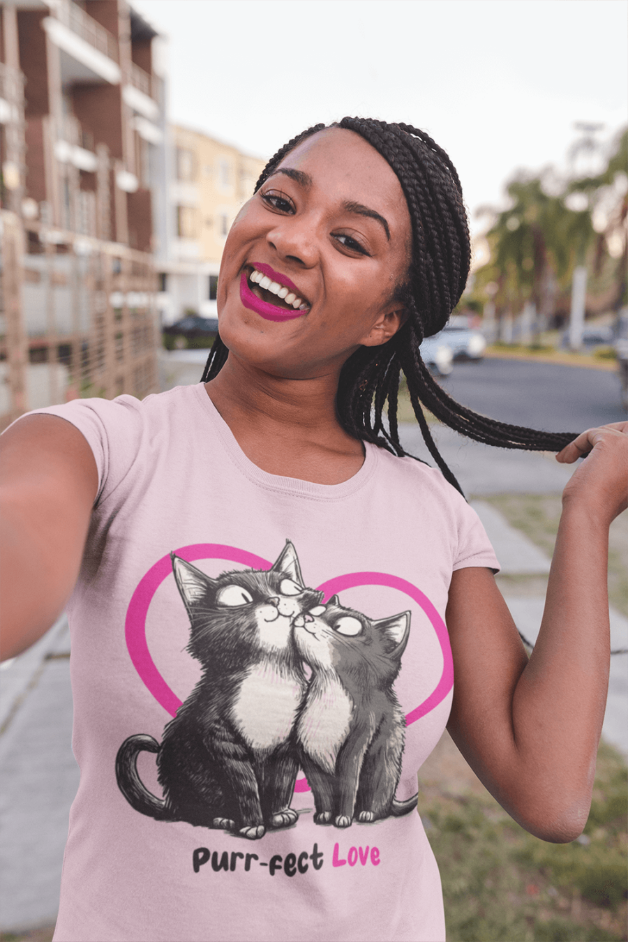 Purr-fect Love Cat T-Shirt – Cute Romantic Gift for Cat Lovers - Image 5