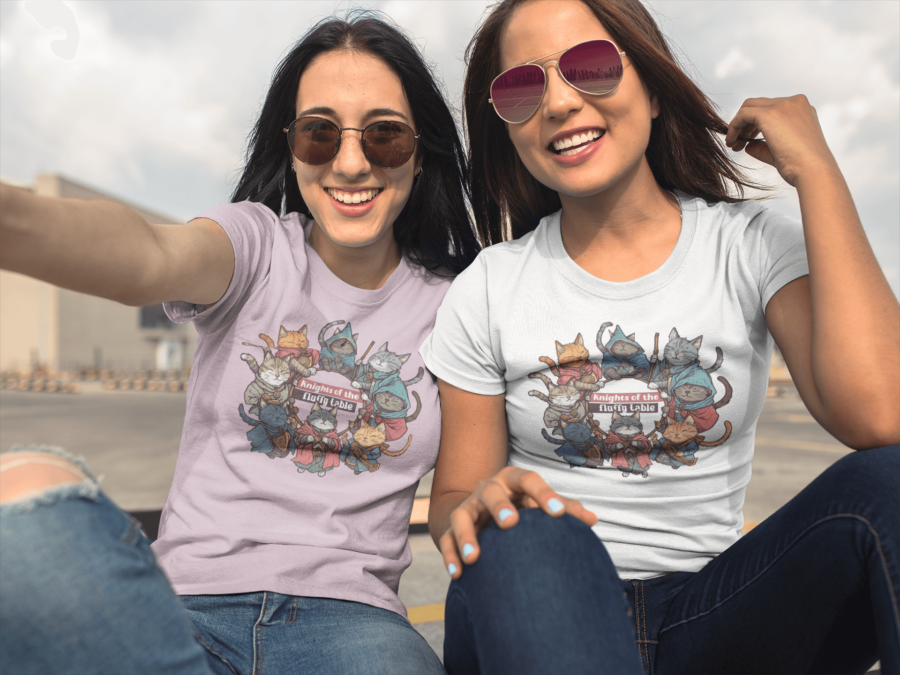 Knights of the Fluffy Table - Funny Medieval Cat T-Shirt - Image 3