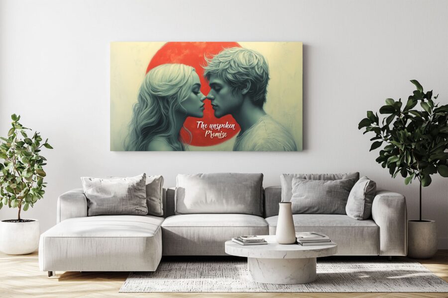 Romantic Couple Canvas Art – The Unspoken Promise Print - Image 2