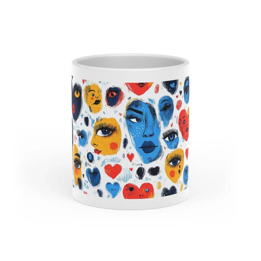Heart-Shaped Abstract Mug – Colorful Art Lover Gift - Image 2