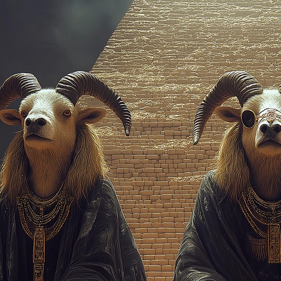 Egyptian Ibex Guardians Canvas – Mystical Wall Art Print - Image 2