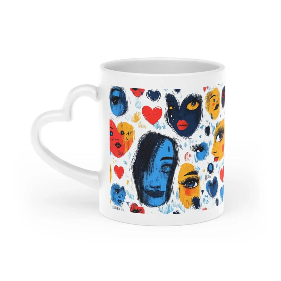 Heart-Shaped Abstract Mug – Colorful Art Lover Gift - Image 3