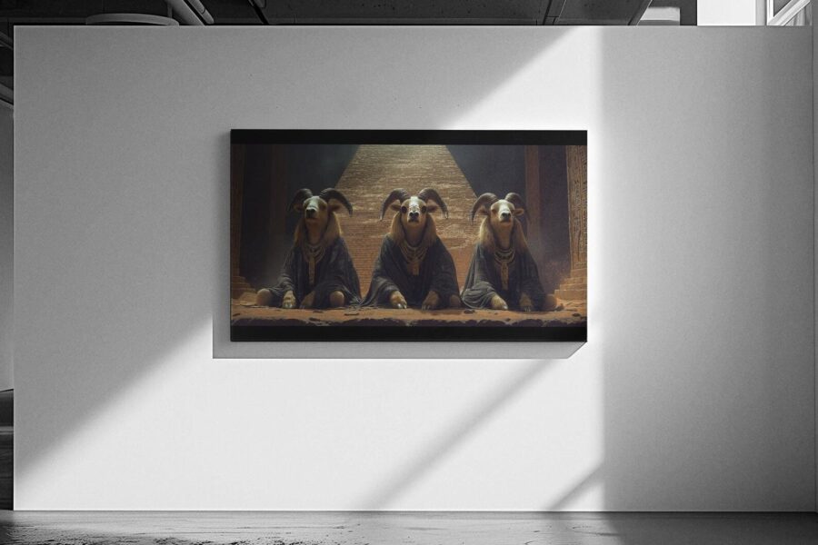 Egyptian Ibex Guardians Canvas – Mystical Wall Art Print - Image 3