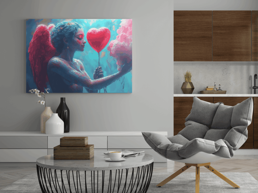 Cupid in Love Canvas Art – Dreamy Romantic Wall Decor - Image 2